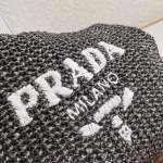 Prada Small Crochet Tote Bag in Black Raffia-effect Yarn - Image 2