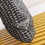 Prada Small Crochet Tote Bag in Black Raffia-effect Yarn - Image 3