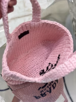 Prada Small Crochet Tote Bag in Pink Raffia-effect Yarn - Image 5