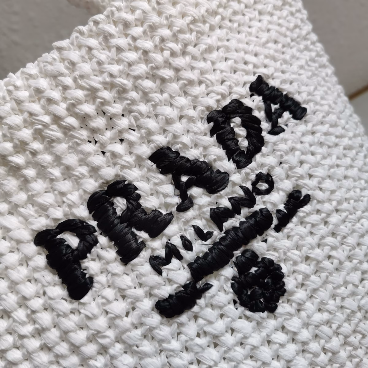 Prada Small Crochet Tote Bag in White Raffia-effect Yarn - Image 4