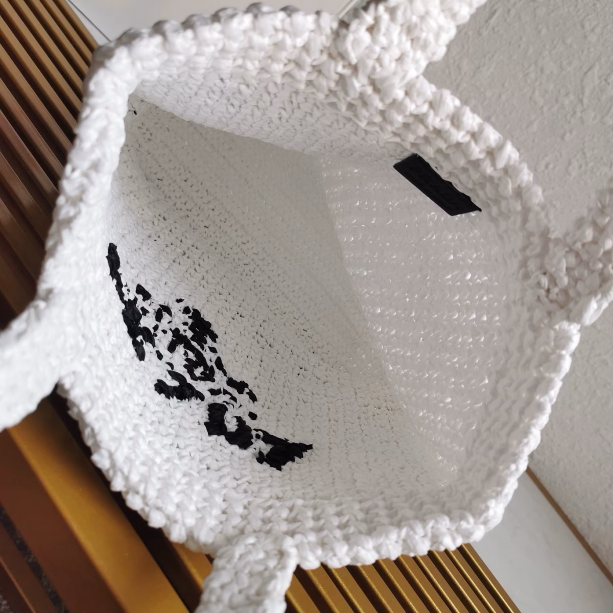 Prada Small Crochet Tote Bag in White Raffia-effect Yarn - Image 10