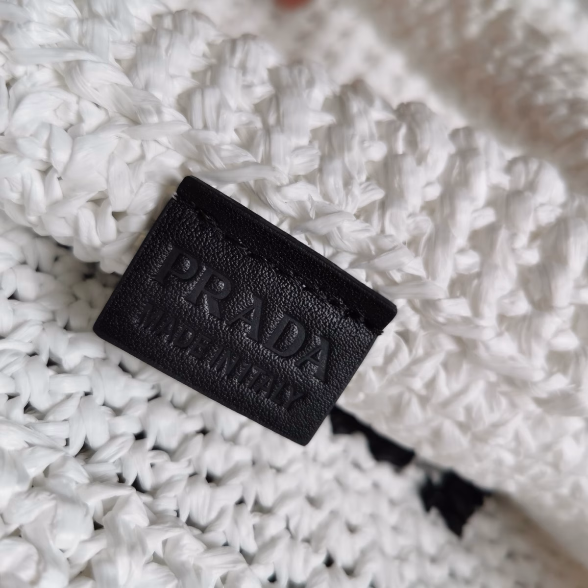 Prada Small Crochet Tote Bag in White Raffia-effect Yarn - Image 8