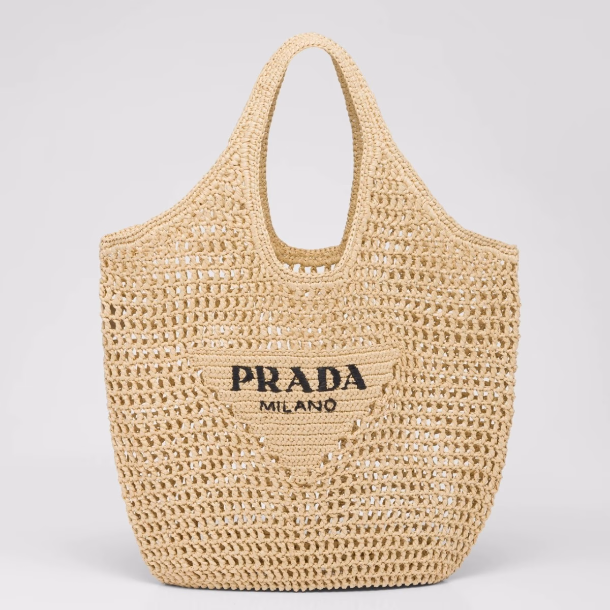 Prada Large Tote Bag In Beige Woven Raffia - Image 1