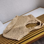 Prada Large Tote Bag In Beige Woven Raffia - Image 6