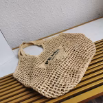 Prada Large Tote Bag In Beige Woven Raffia - Image 9