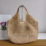 Prada Large Tote Bag In Beige Woven Raffia - Image 10