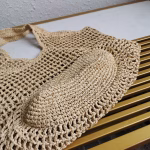 Prada Large Tote Bag In Beige Woven Raffia - Image 5