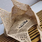 Prada Large Tote Bag In Beige Woven Raffia - Image 2