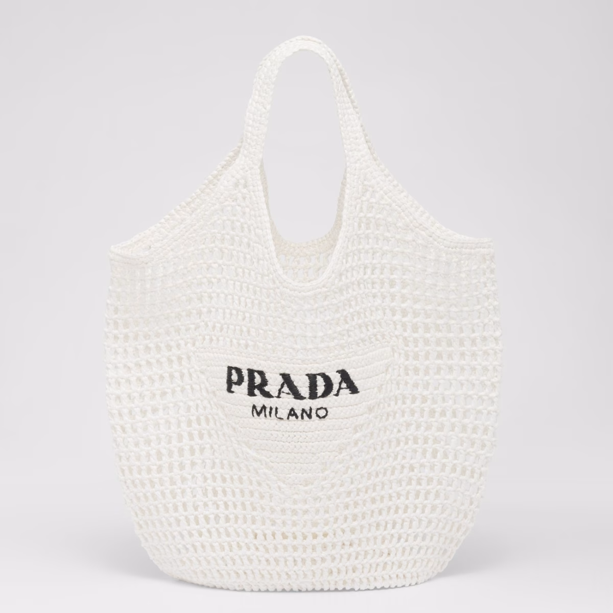 Prada Large Tote Bag In White Woven Raffia - Image 1