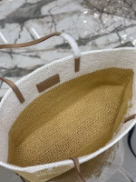 Prada Crochet Large Tote Bag in Beige/White Raffia-effect Yarn - Image 10