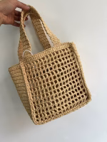 Prada Small Crochet Tote in Beige Raffia-effect Yarn - Image 7