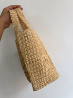 Prada Small Crochet Tote in Beige Raffia-effect Yarn - Image 8