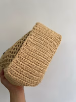 Prada Small Crochet Tote in Beige Raffia-effect Yarn - Image 4