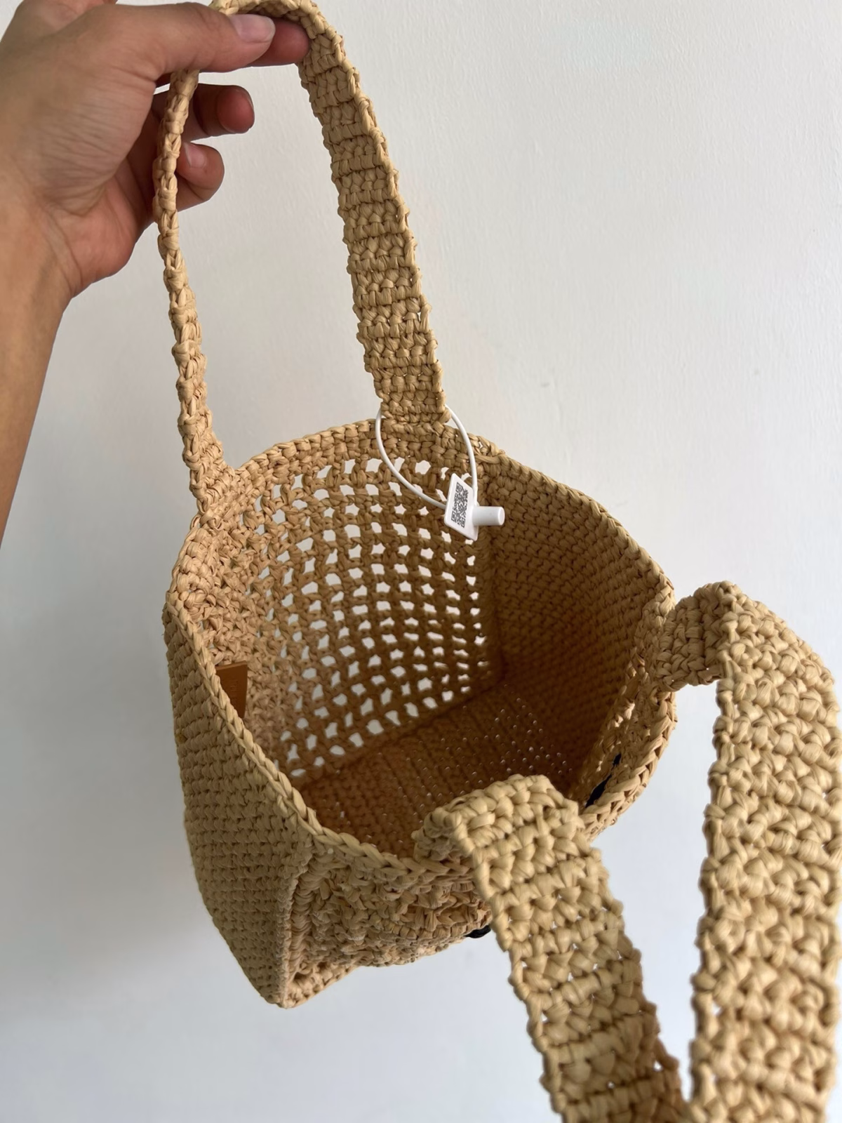 Prada Small Crochet Tote in Beige Raffia-effect Yarn - Image 2