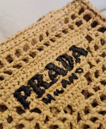 Prada Small Crochet Tote in Beige Raffia-effect Yarn - Image 5