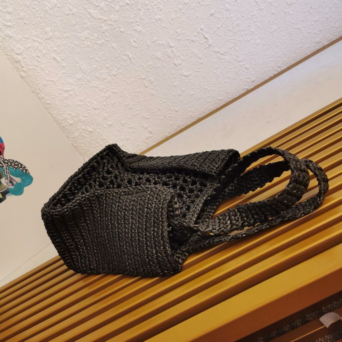 Prada Small Crochet Tote in Black Raffia-effect Yarn - Image 8