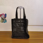 Prada Small Crochet Tote in Black Raffia-effect Yarn - Image 9