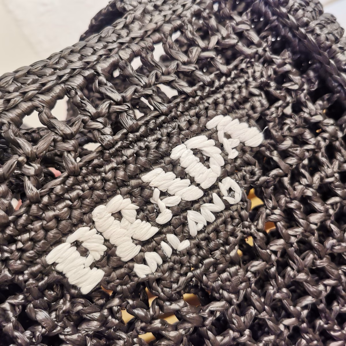 Prada Small Crochet Tote in Black Raffia-effect Yarn - Image 2