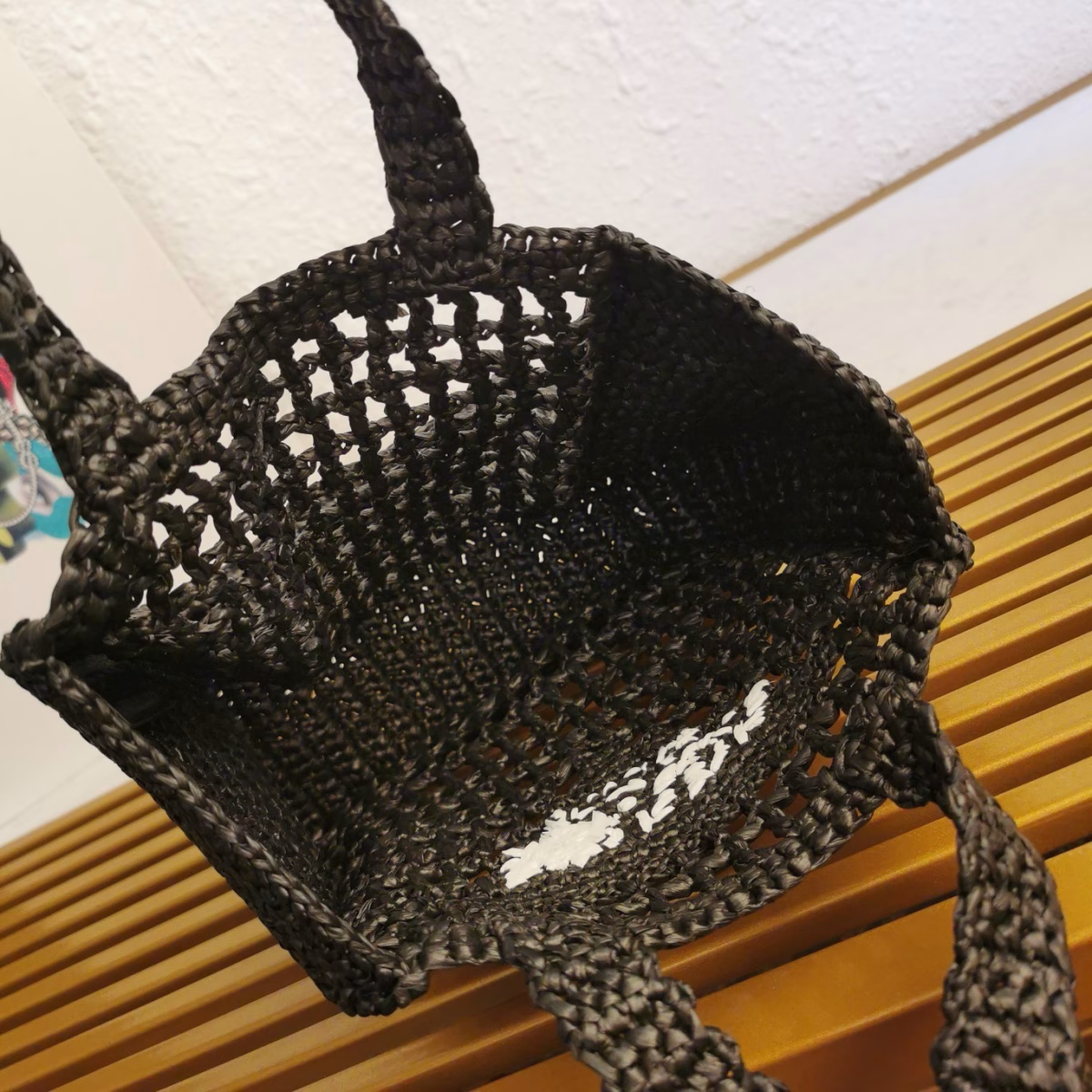 Prada Small Crochet Tote in Black Raffia-effect Yarn - Image 3