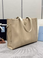 Prada Large Tote Bag in Beige Lambskin - Image 6