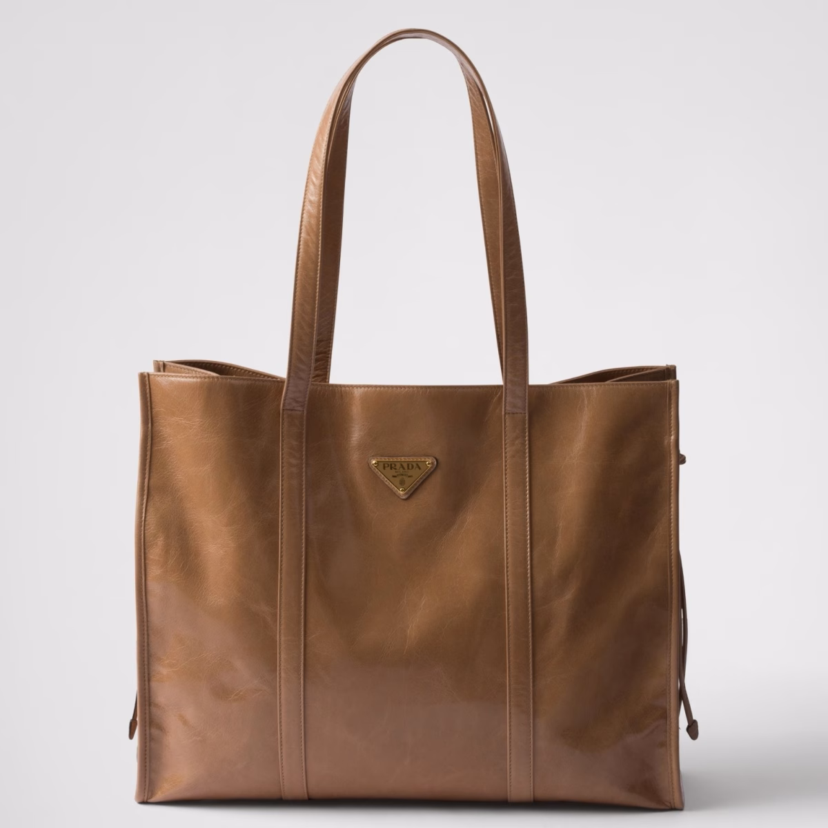 Prada Large Tote Bag in Brown Lambskin - Image 1