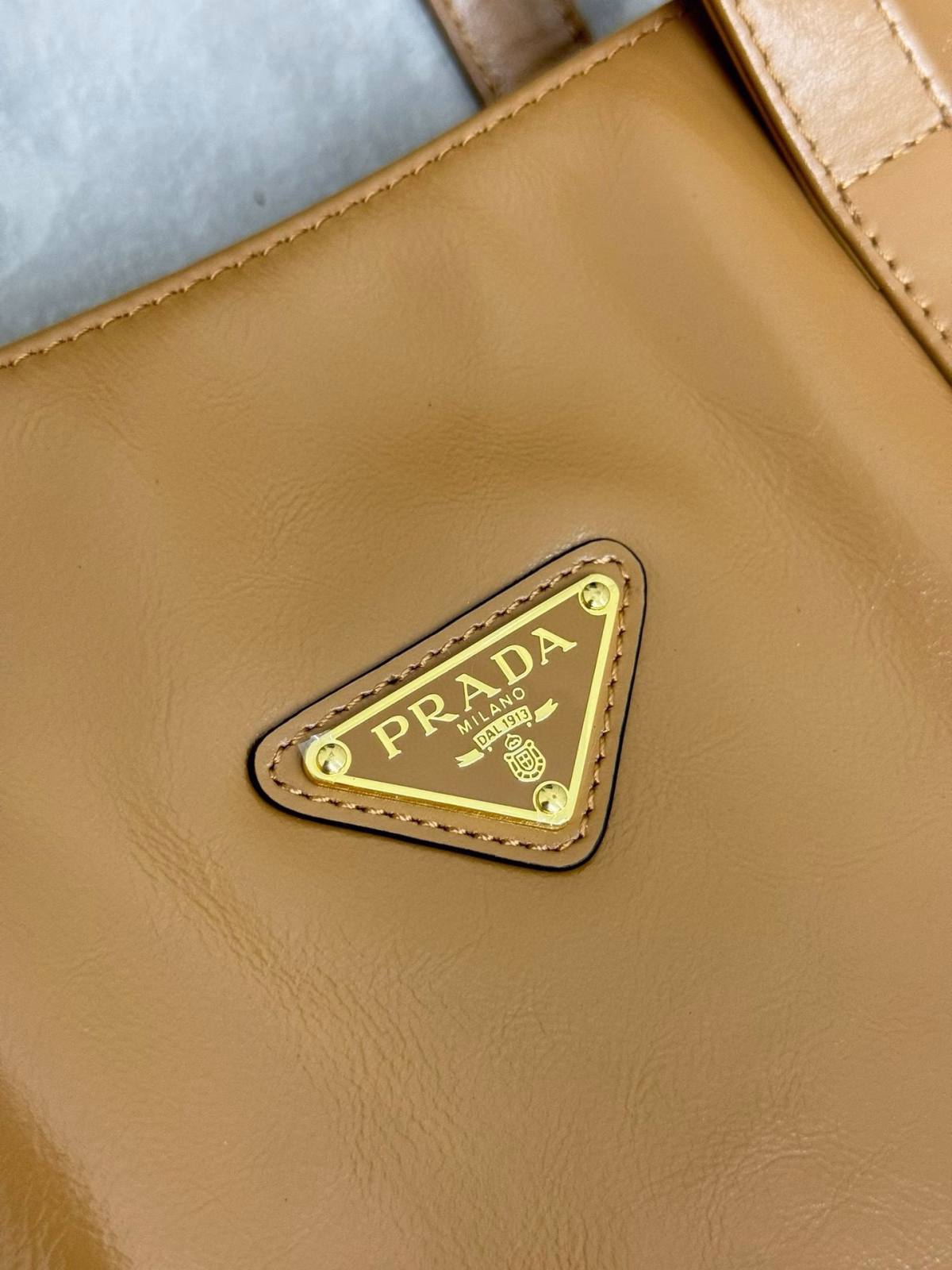 Prada Large Tote Bag in Brown Lambskin - Image 3