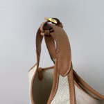 Prada Medium Tote Bag in Linen Blend and Leather - Image 9