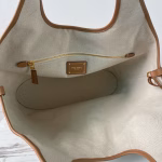 Prada Large Tote Bag in Linen Blend and Leather - Image 9