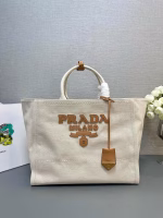 Prada Large Blend Tote Bag in Linen - Image 6