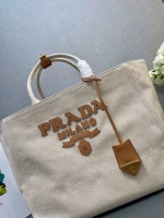 Prada Large Blend Tote Bag in Linen - Image 3