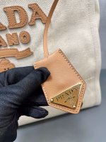Prada Large Blend Tote Bag in Linen - Image 9