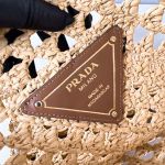 Prada Crochet Tote Bag in Beige Raffia-effect Yarn - Image 9