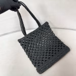 Prada Crochet Tote Bag in Black Raffia-effect Yarn - Image 6