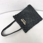Prada Crochet Tote Bag in Black Raffia-effect Yarn - Image 2