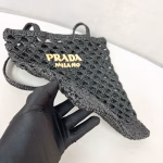 Prada Crochet Tote Bag in Black Raffia-effect Yarn - Image 7