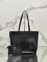 Prada Large Tote Bag in Black Perforated Leather - Image 6