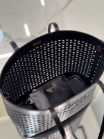 Prada Large Tote Bag in Black Perforated Leather - Image 9