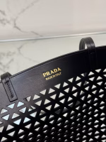 Prada Large Tote Bag in Black Perforated Leather - Image 8