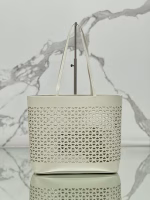 Prada Large Tote Bag in White Perforated Leather - Image 5
