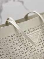 Prada Large Tote Bag in White Perforated Leather - Image 8