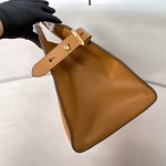 Prada Large Tote Bag in Brown Leather with Buckles - Image 6