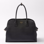 Prada Large Tote Bag in Black Leather with Buckles