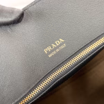 Prada Large Tote Bag in Black Leather with Buckles - Image 2
