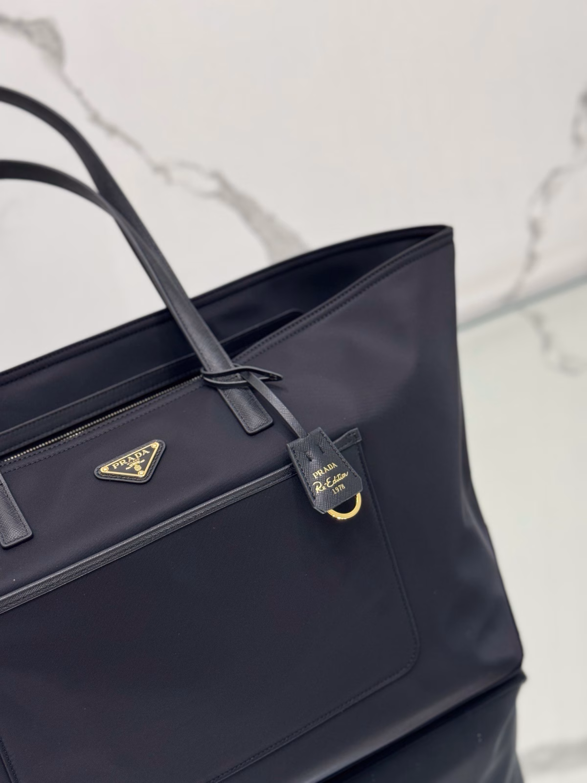 Prada Re-Edition 1978 Large Tote Bag in Black Re-Nylon - Image 4