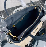 Prada Tote Bag In Wicker and Black Canvas - Image 9