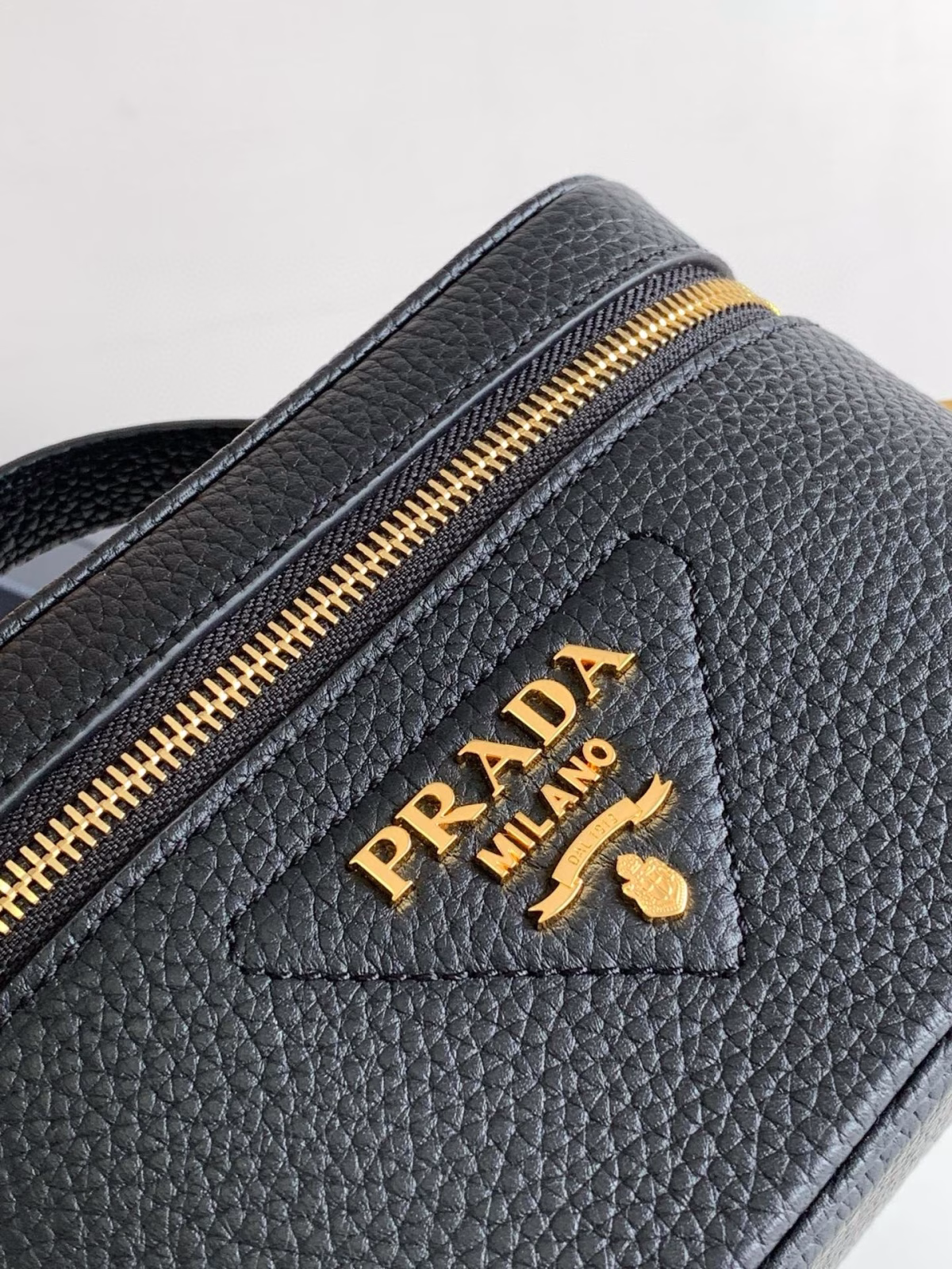 Prada Mini Vanity Bag in Black Grained Leather - Image 3