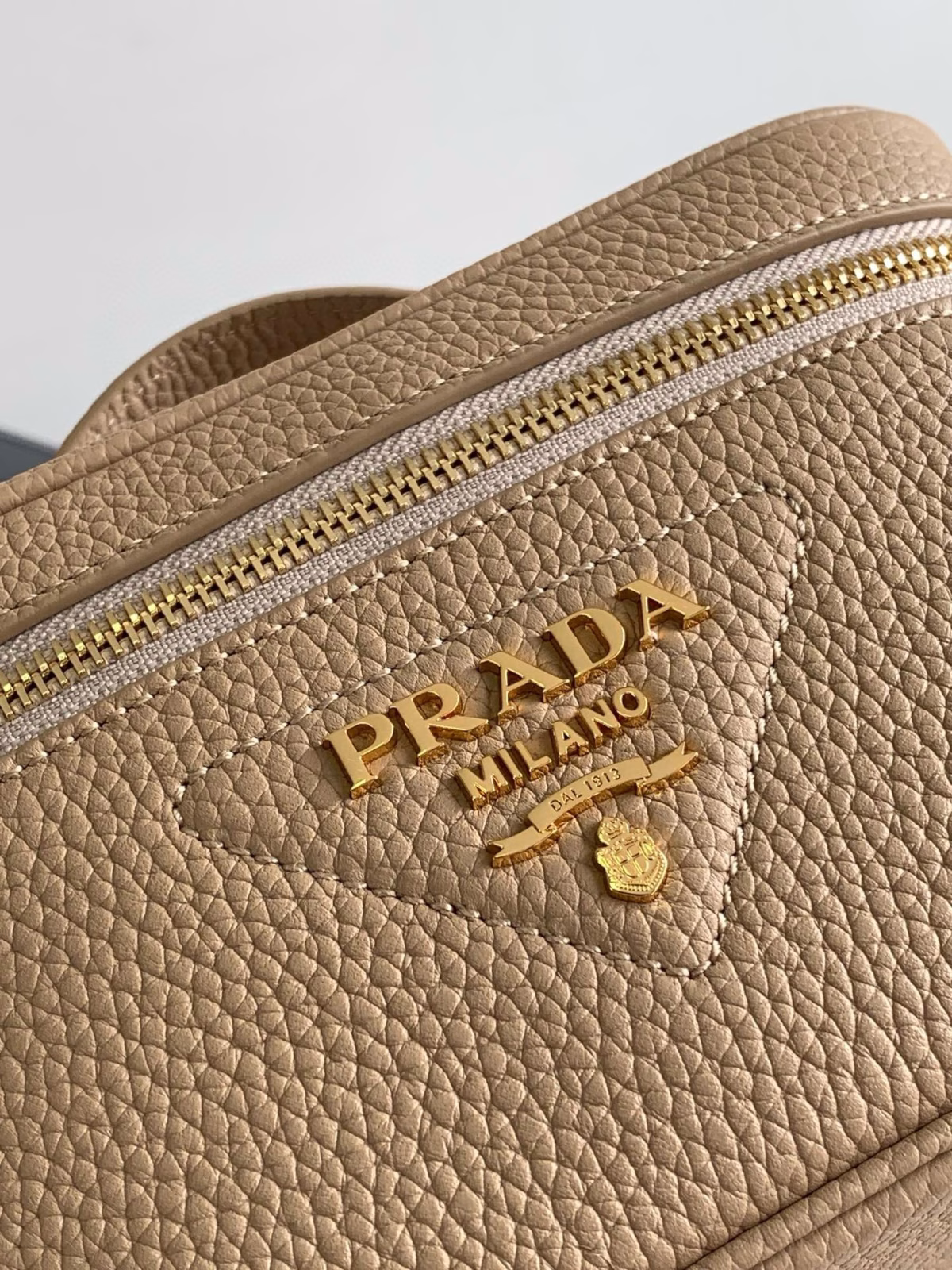 Prada Mini Vanity Bag in Sand Beige Grained Leather - Image 5