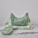 Prada Re-Edition 2005 Bag In Aqua Satin with Crystals - Image 7