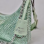 Prada Re-Edition 2005 Bag In Aqua Satin with Crystals - Image 9
