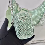 Prada Re-Edition 2005 Bag In Aqua Satin with Crystals - Image 8